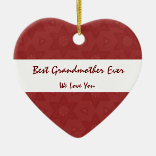 Best Grandmother Ever Love You Red Flower Stars Ceramic Tree Decoration