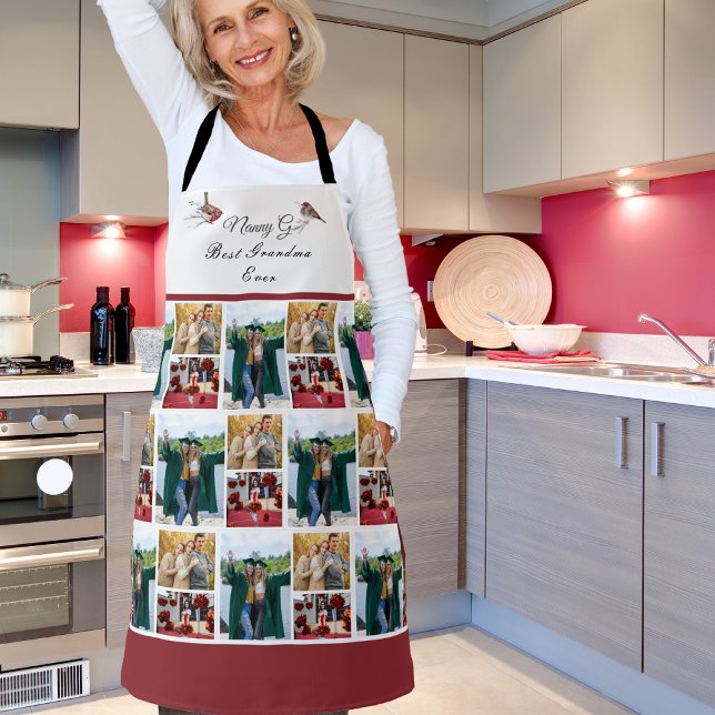 Best Grandmother Ever Photo Collage White Script Apron (Creator Uploaded)
