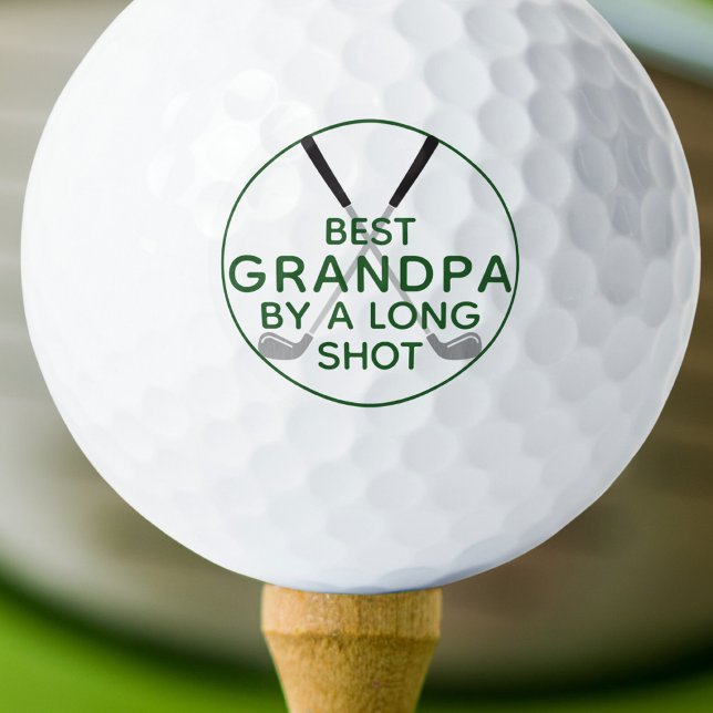 BEST GRANDPA BY A LONG SHOT Funny Green Golf Clubs Golf Balls (Creator Uploaded)
