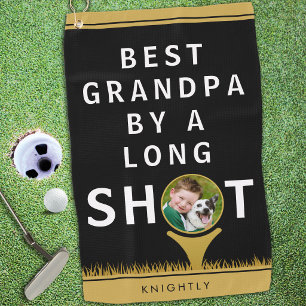 BEST GRANDPA BY A LONG SHOT Photo Personalised Golf Towel