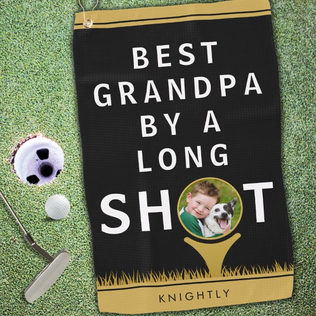 BEST GRANDPA BY A LONG SHOT Photo Personalised Golf Towel (Creator Uploaded)