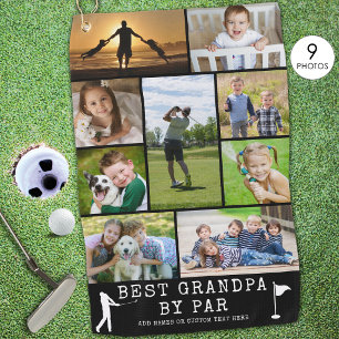 BEST GRANDPA BY PAR 9 Photo Collage Personalised G Golf Towel