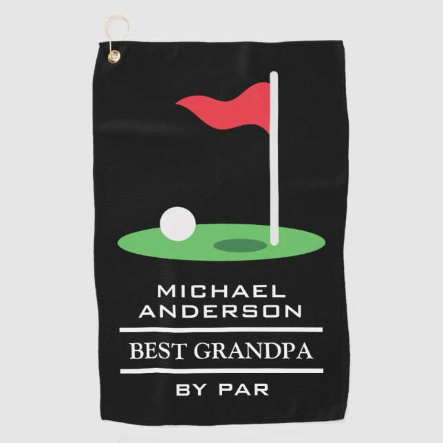 Best Grandpa By Par Custom Name Golf Towel (Front)