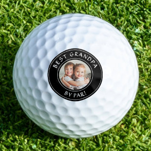 Best Grandpa By Par Custom Photo Black & White  Golf Balls