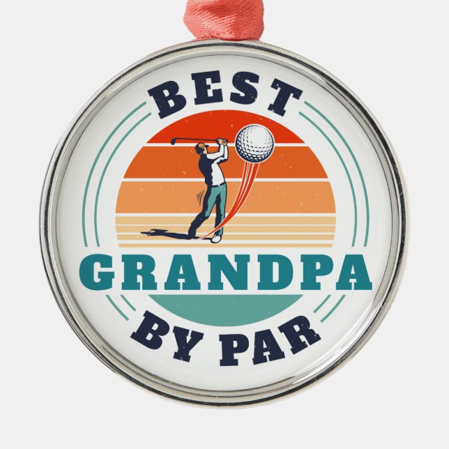 Best Grandpa By Par Custom Retro Metal Tree Decoration (Front)