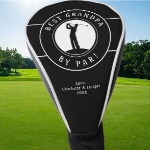 Best Grandpa By Par Elegant Golfer Black & White Golf Head Cover