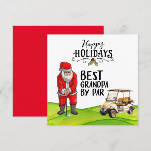 Best Grandpa by Par for Christmas with Santa Claus Holiday Card