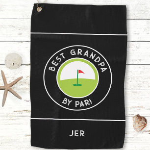 Best Grandpa By Par Fun Modern Golfer Black White Golf Towel