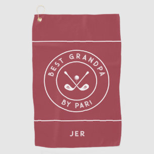 Best Grandpa By Par   Funny Golfer Saying Crimson  Golf Towel