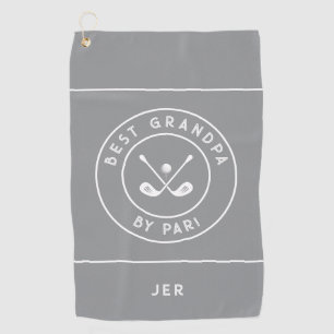 Best Grandpa By Par   Funny Golfer Saying Grey Golf Towel