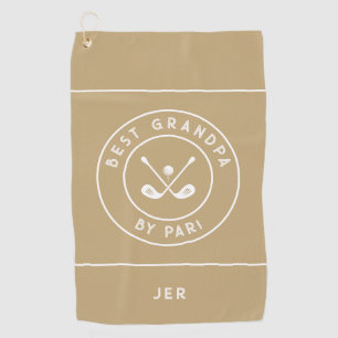 Best Grandpa By Par Funny Golfer Saying Khaki Tan Golf Towel