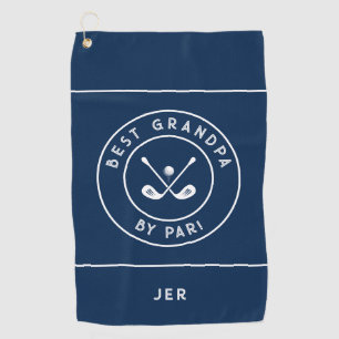 Best Grandpa By Par Funny Golfer Saying Navy Blue Golf Towel