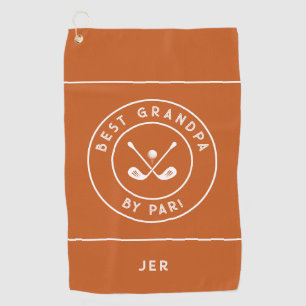 Best Grandpa By Par   Funny Golfer Saying Orange Golf Towel