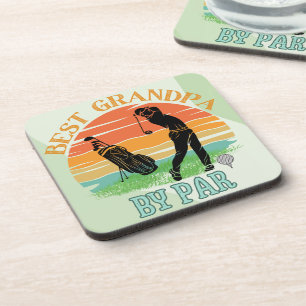Best Grandpa By Par Golf Sunset Coaster