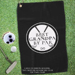 BEST GRANDPA BY PAR Monogram Name Clubs Golf Towel<br><div class="desc">Recognise a special golf-enthusiast grandfather with this personalised golf towel featuring the funny golf title BEST GRANDPA BY PAR with a monogram or name in your choice of text and background colours. ASSISTANCE: For help with design modification or personalisation, colour change, transferring the design to another product or if you...</div>