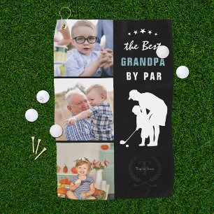 Best Grandpa By Par   Monogram Photo Collage Golf Towel