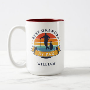 Best Grandpa By Par Personalised Golfer Two-Tone Coffee Mug