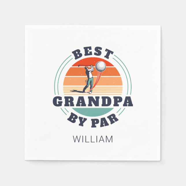 Best Grandpa By Par Personalised Retro Fathers Day Napkin (Front)