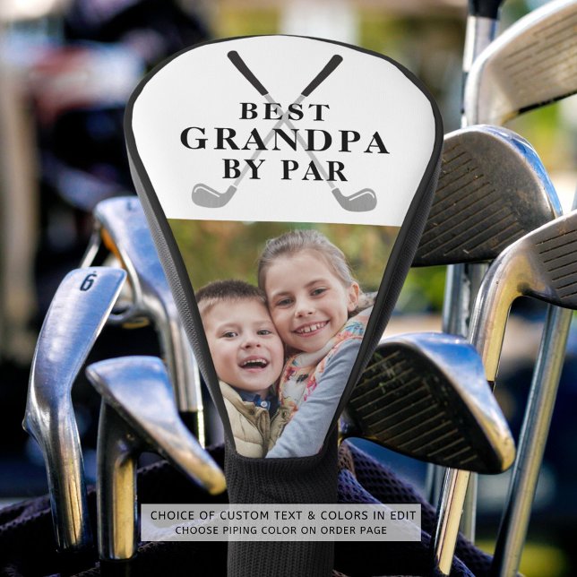 Best Grandpa By Par Photo Black White Golf Head Cover (Creator Uploaded)