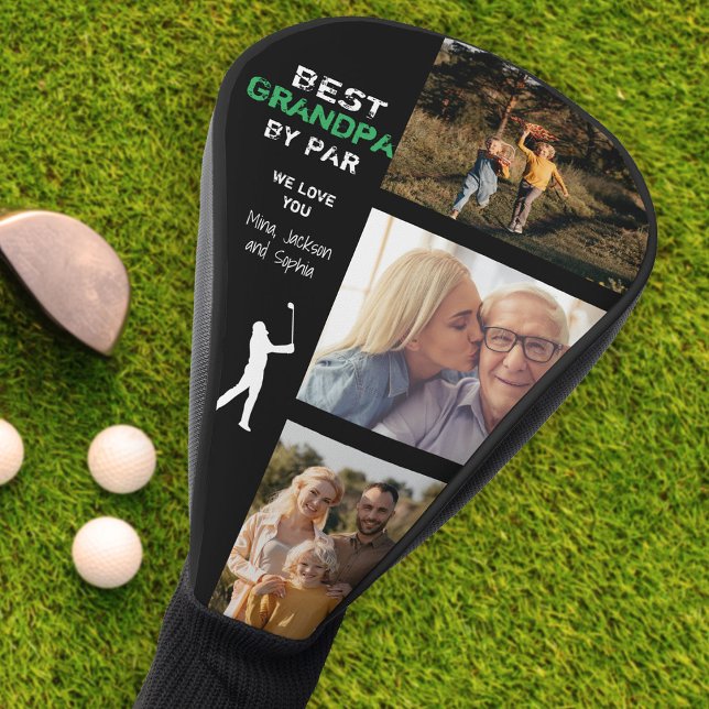Best Grandpa By Par Photo Cool Golfer Father's Day Golf Head Cover (Creator Uploaded)