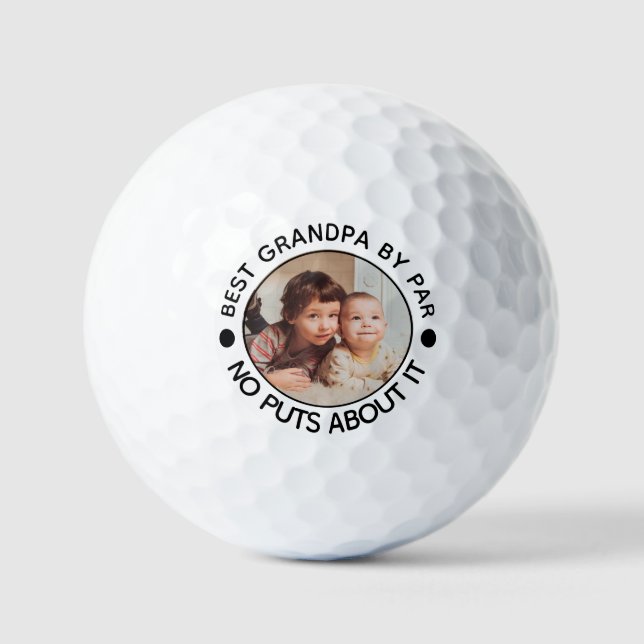 BEST GRANDPA BY PAR Photo Funny Grandfather gift  Golf Balls (Front)