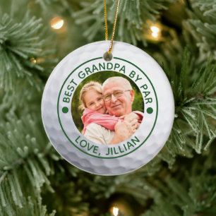 BEST GRANDPA BY PAR Photo Golf Ball Ceramic Tree Decoration