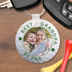 BEST GRANDPA BY PAR Photo Golf Ball Custom Key Ring