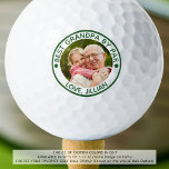 BEST GRANDPA BY PAR Photo Green Personalised Golf Balls<br><div class="desc">Create a custom personalised photo golf balls for a golfer grandfather with the editable funny title BEST GRANDPA BY PAR and name(s) or other custom text shown in an editable green text colour you can change to a complementary colour to your picture, his golf bag or his favourite colour. Memorable...</div>