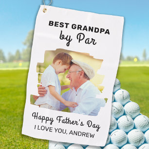 Best Grandpa By Par Photo Happy Father's Day  Golf Towel