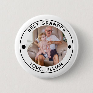 BEST GRANDPA BY PAR Photo Monogram 6 Cm Round Badge