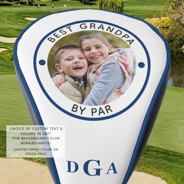 BEST GRANDPA BY PAR Photo Monogram Blue Golf Head Cover (Creator Uploaded)