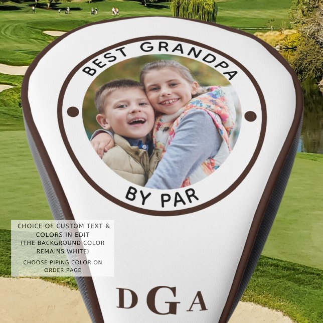BEST GRANDPA BY PAR Photo Monogram Brown Golf Head Cover (Creator Uploaded)