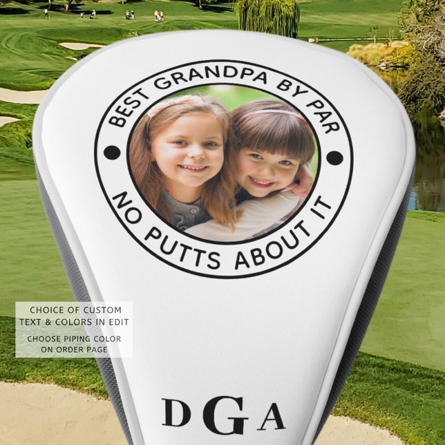 BEST GRANDPA BY PAR Photo Monogram Funny Golf Head Cover (Creator Uploaded)