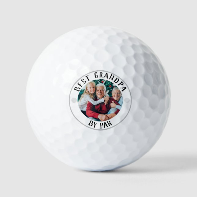BEST GRANDPA BY PAR Photo Monogram Golf Balls (Front)