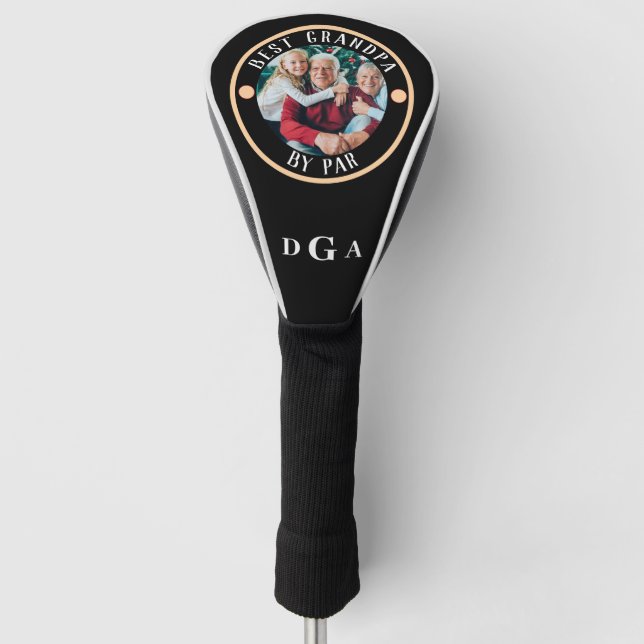 BEST GRANDPA BY PAR Photo Monogram Golf Head Cover (Front)
