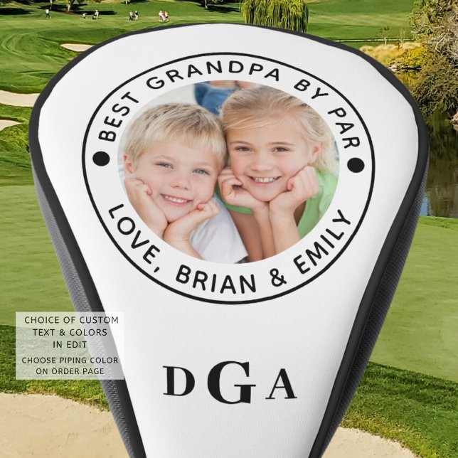 BEST GRANDPA BY PAR Photo Monogram Personalised Golf Head Cover (Creator Uploaded)
