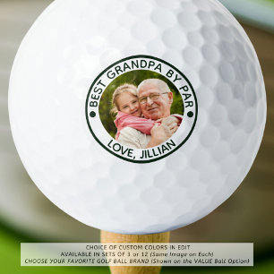 BEST GRANDPA BY PAR Photo Personalised Green Golf Balls