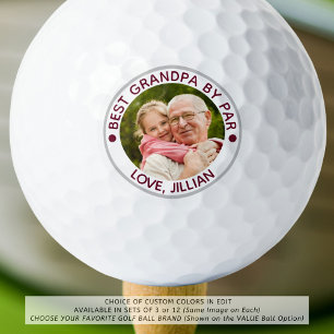 BEST GRANDPA BY PAR Photo Personalised Maroon Golf Balls