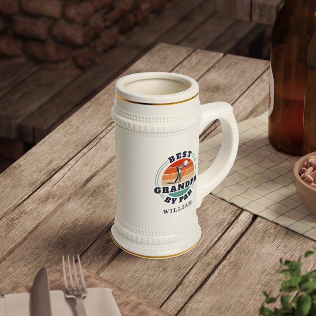 Best Grandpa By Par Retro Golf Dad Personalised Beer Stein (Creator Uploaded)