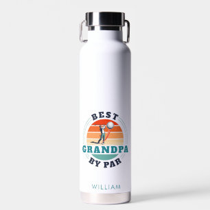 Best Grandpa By Par Retro Golf Grandfdad Birthday Water Bottle