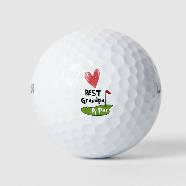 Best grandpa by par with heart golf balls (Front)