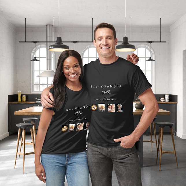 Best grandpa custom family photo collage black T-Shirt (Creator Uploaded)