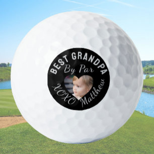 Best Grandpa Custom Kids Photo Black Golf Balls