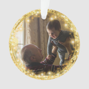 Best Grandpa Custom Photo Golden Circle Ornament