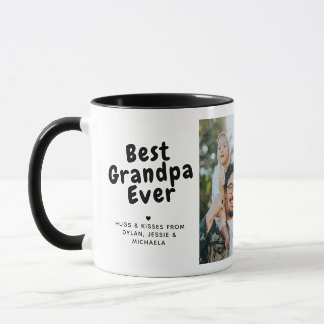 Best Grandpa Ever 2-Photo Collage & Custom Message Mug (Left)