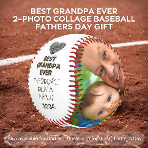 Best Grandpa Ever 2-Photo Collage Keepsake Baseball