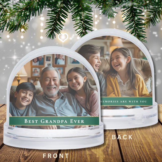 Best Grandpa Ever 2-Photo Grandkids Christmas Gift Snowglobe (Creator Uploaded)