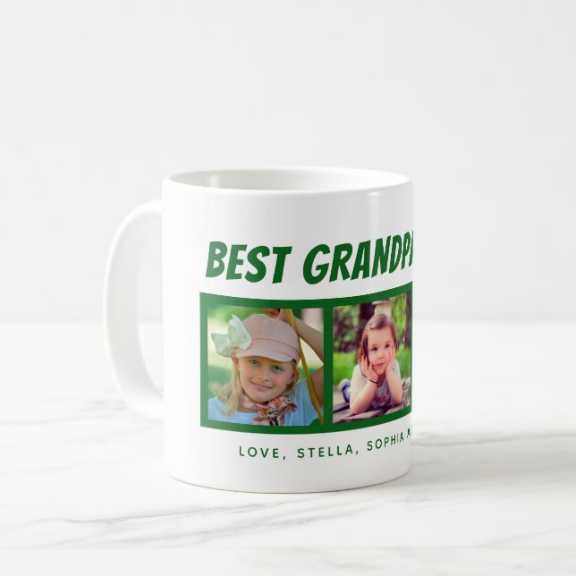 Best Grandpa Ever 3 Photos Coffee Mug (Front Left)