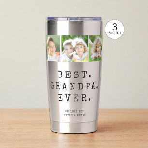 Best Grandpa Ever 3 Photos Personalised Insulated Tumbler