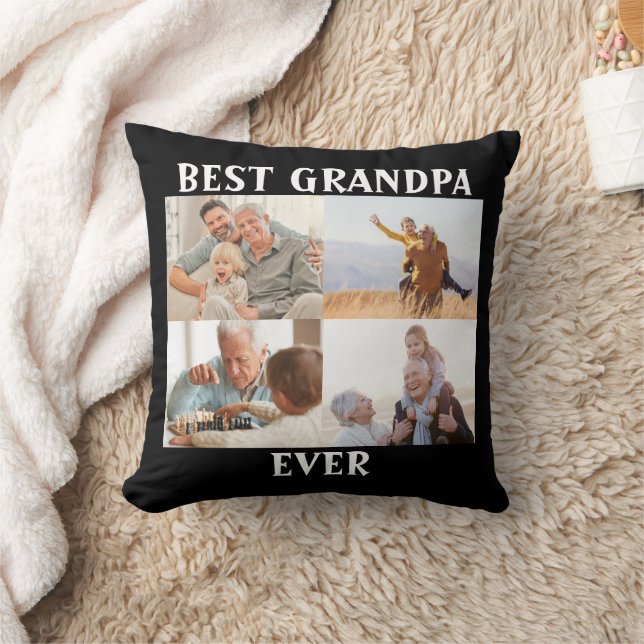 Best Grandpa Ever 4 Photo Collage Create Your Own  Cushion (Blanket)
